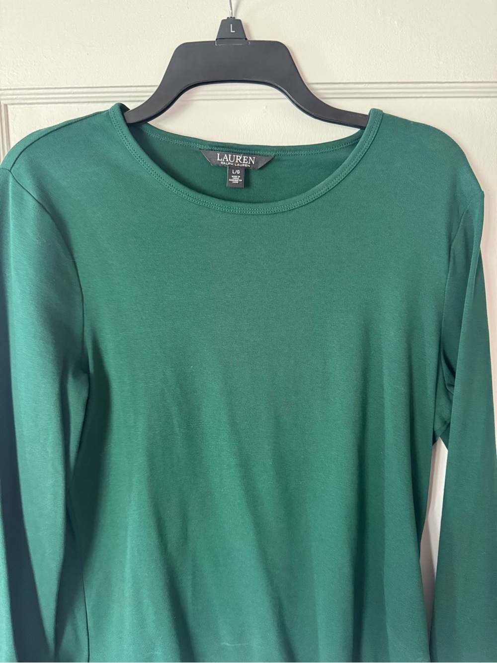 Ralph Lauren Tee Women's Emerald Hunter Green Long-Sleeve Crewneck Tee
